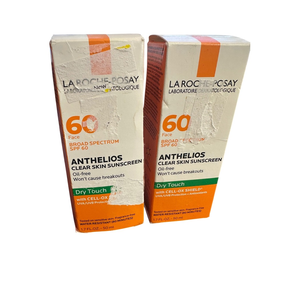 La Roche-Posay Anthelios Clear Skin Sunscreen SPF 60 Dry Touch 1.7oz Lot of 2
